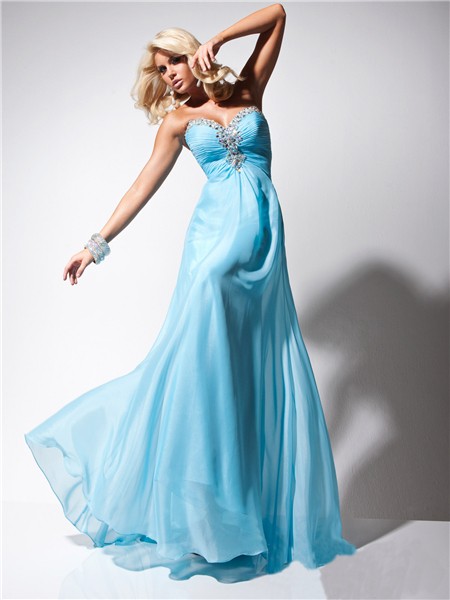 Long Light Blue Prom Dresses