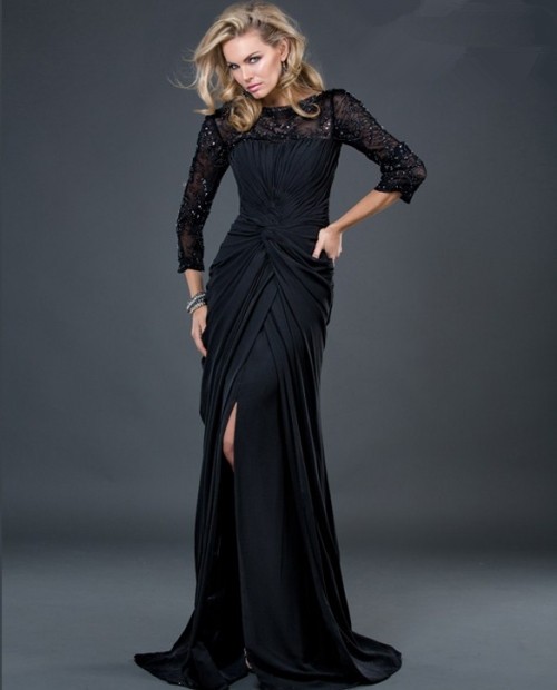 Long Dress With Lace Sleeves